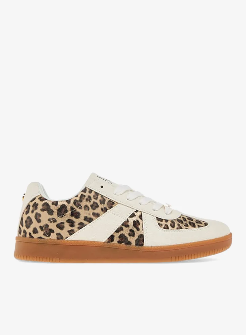 ELLE Women's Animal Print Sneakers with Lace-Up Closure