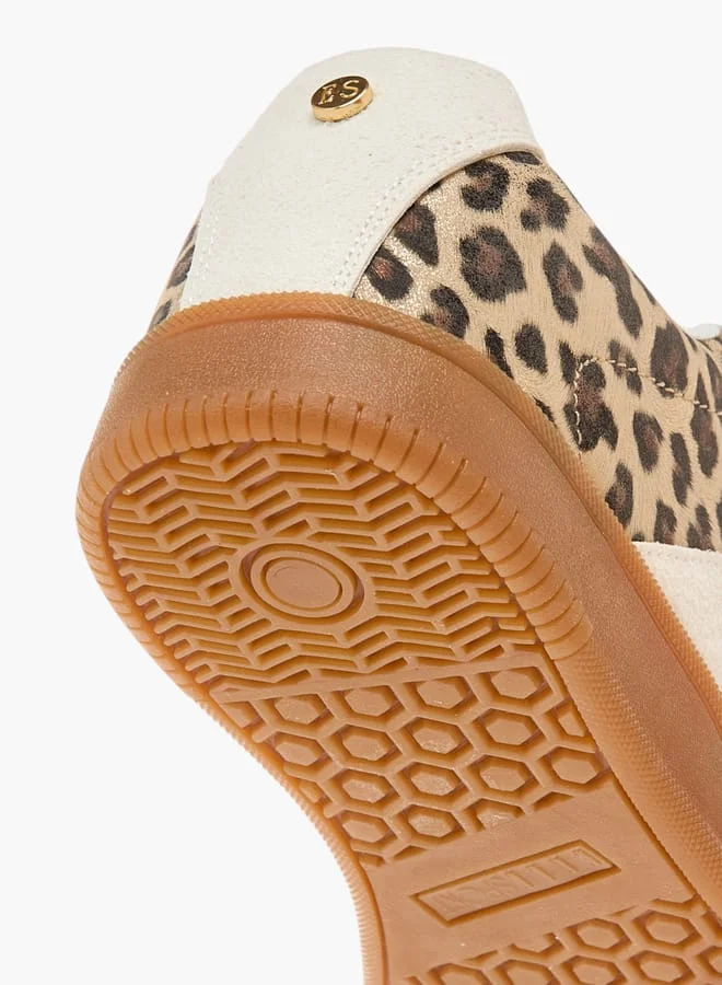ELLE Women's Animal Print Sneakers with Lace-Up Closure