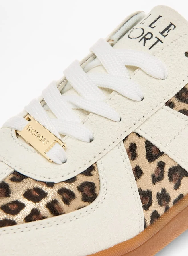 ELLE Women's Animal Print Sneakers with Lace-Up Closure