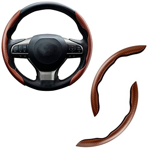 Amiss Car Carbon Fiber AntiSkid Steering Wheel Cover Interior Accessories Segmented Butterfly Universal 99 Wheel Cover Protector Champagne