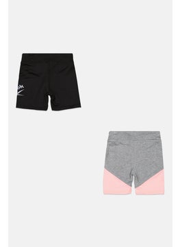 Reebok Kids Girl 2 Piece Sportswear Brand Logo Pull On Short, Black  - Image 2