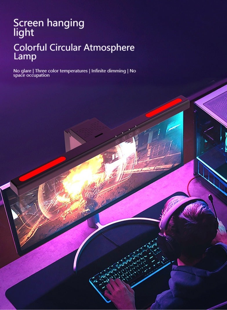 GuRiver Computer Monitor Lamp, 7 RGB Light Modes, Eye Caring, No Screen Glare Monitor Light, Dimmable, 3 Color Temperature, Atmosphere Desk Lamp for Office, Study, E-Sports - Image 1