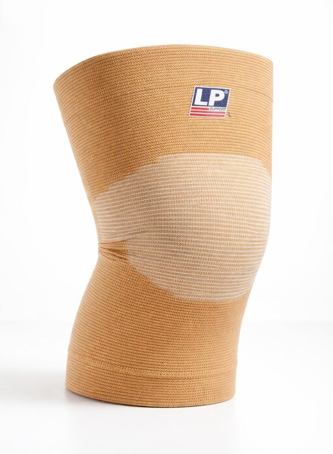 Knee Compression Sleeve, Beige | Elastic Knit Support Brace for Pain Relief, Sports & Gym | Breathable, Stretchable & Comfortable Fit (M) - Image 2