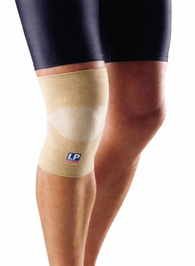Knee Compression Sleeve, Beige | Elastic Knit Support Brace for Pain Relief, Sports & Gym | Breathable, Stretchable & Comfortable Fit (M) - Image 1