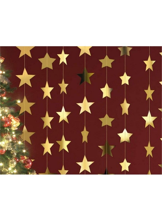 TOYXE Christmas Decoration Golden Star Paper Frills Set of 4 Pieces | Hanging Garland Decoration - Image 1