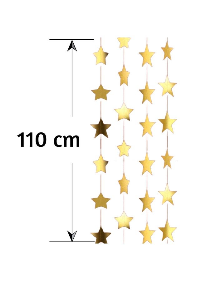 TOYXE Christmas Decoration Golden Star Paper Frills Set of 4 Pieces | Hanging Garland Decoration - Image 3