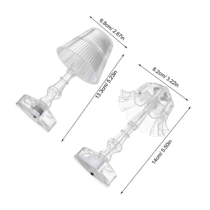 2pcs Clear Nightstand Lamp - Portable Atmosphere Bedside Table Night Light For Bedroom - Vintage Transparent Pleated Desk Lamp For Dorm Home Entry Table - Image 5