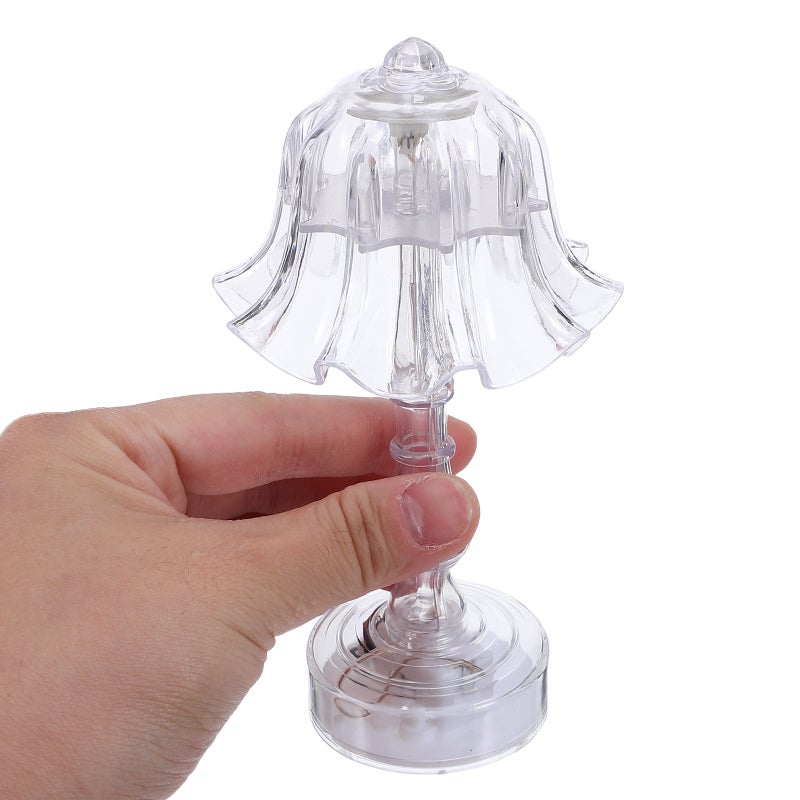 2pcs Clear Nightstand Lamp - Portable Atmosphere Bedside Table Night Light For Bedroom - Vintage Transparent Pleated Desk Lamp For Dorm Home Entry Table - Image 3