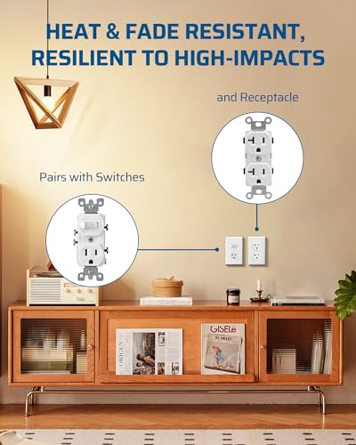 DEWENWILS Metal Duplex Wall Plate, UL Listed, Electrical Outlet Cover Plates, Dual Electric Receptacle Plug Covers for Living Room, Bedroom, Bathroom, Kitchen, Texture White (10-Pack) - Image 5