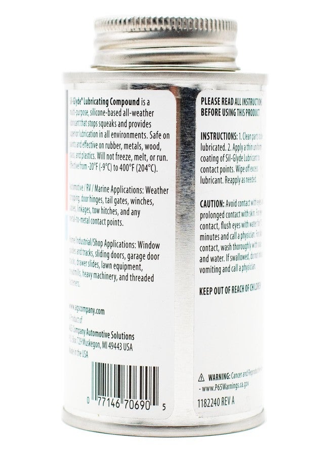 AGS Automotive Solutions SIL-Glyde Brush Top Can Multi-Purpose All-Weather Lubricating Compound for All Surfaces, 8 oz Lubricant Can, Silicone Lubricant, Ensure Friction Resistance - Image 3