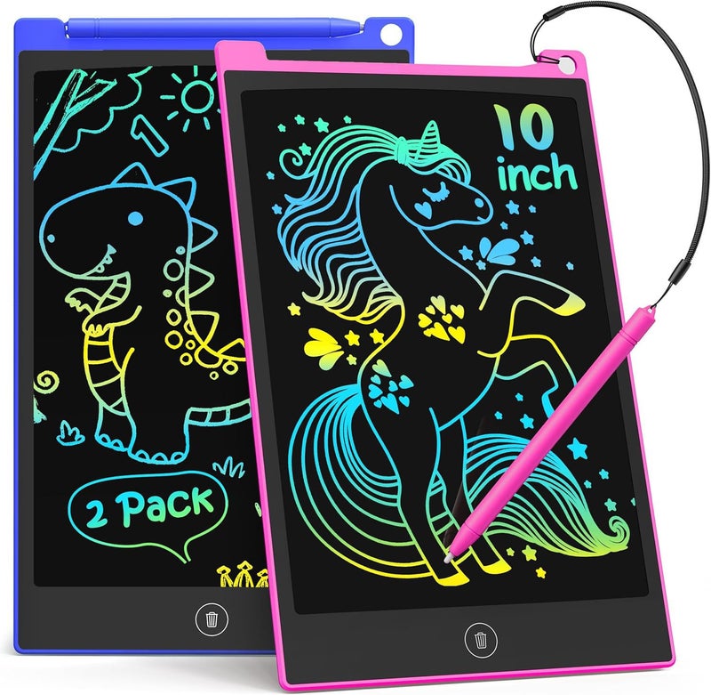 TECJOE 10 Inch 2 Pack LCD Writing Tablet Colorful Doodle Board Drawing Tablet for Kids Kids Travel Learning Toys Christmas Birthday Gifts for 3 4 5 6 7 8 Year Old Boys and Girls Toddlers - Image 2