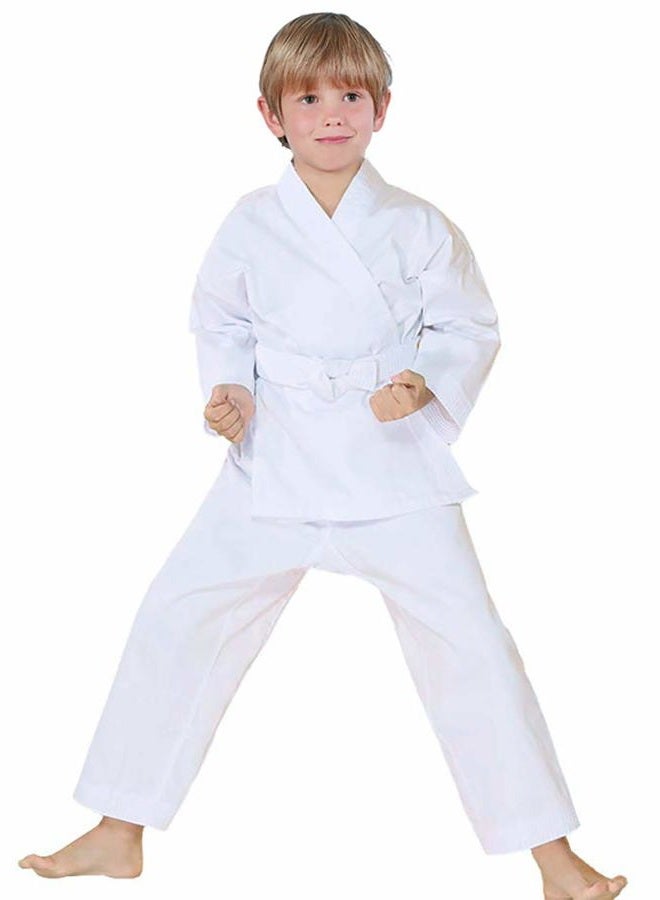 FLUORY Karate Uniform with Free Belt, White Karate Gi for Kids & Adult Size 000-6 - Image 1