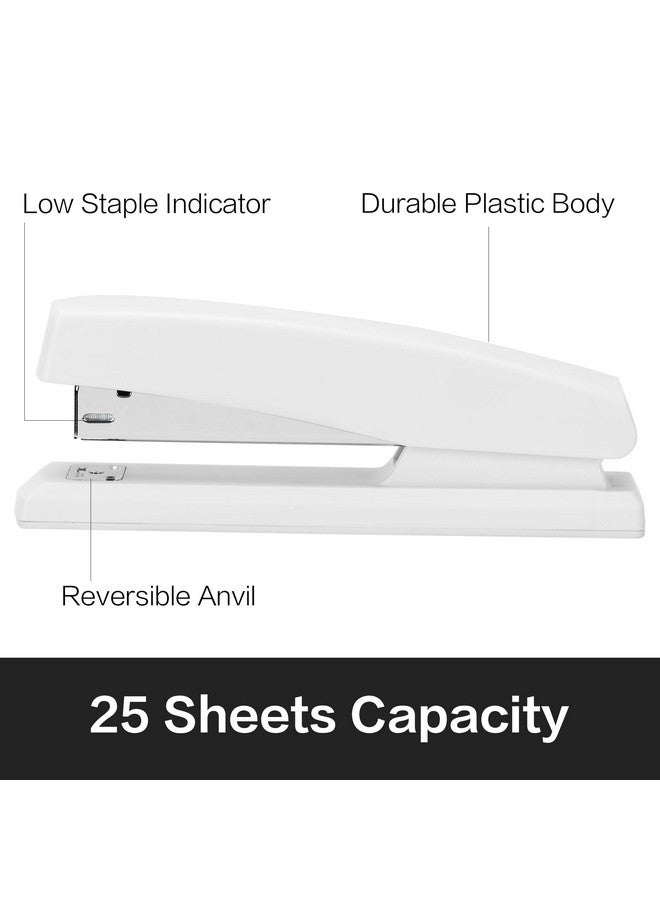 ديلي دباسة ديلي، دباسة سطح المكتب، دباسة مكتبية، سعة 25 ورقة، تتضمن 1000 دبوس ومزيل الدبابيس، لون أبيض - Image 2