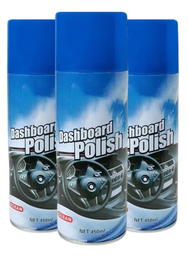 3PCS Ocean Dashboard Polish Spray 450ml - Car Dashboard Cleaner, Interior Protectant, UV Protection, Anti Dust Dashboard Shine, Plastic, Vinyl & Rubber Surface Restorer, Non Greasy Interior Polish for Cars, SUVs, Vans & Trucks. - Image 1