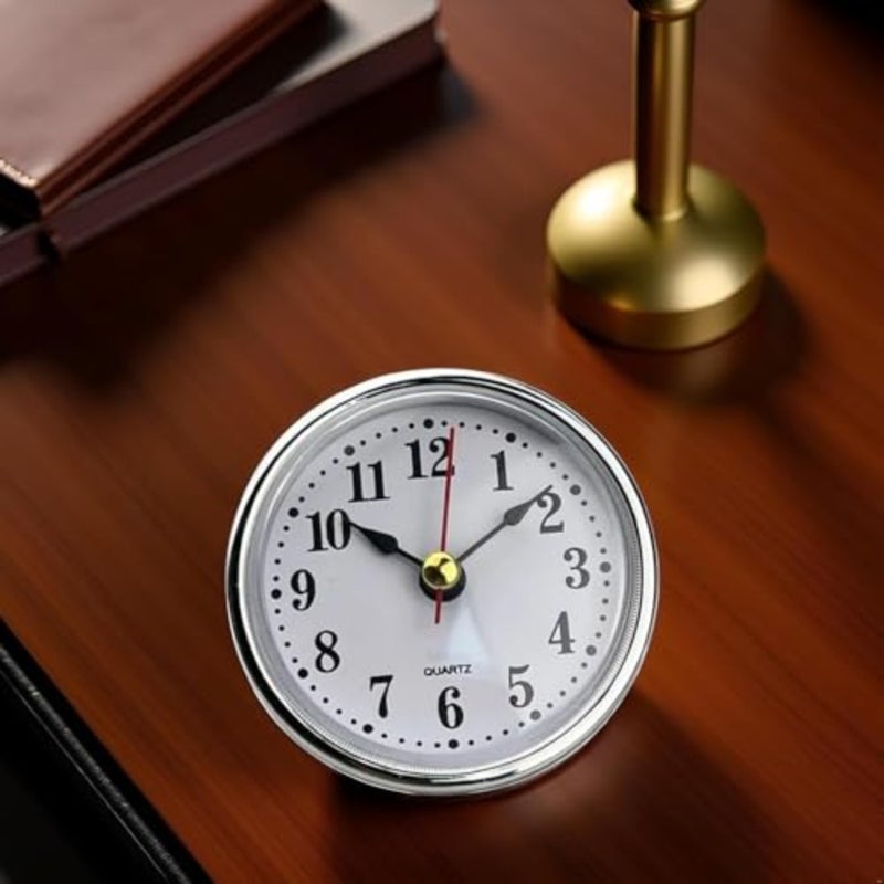 Gold Mini Clock Insert 65mm 2-1/2Inch Round Movement White Face Tone Arabic Numerals Clock Head Mini Home Décor Products - Image 4