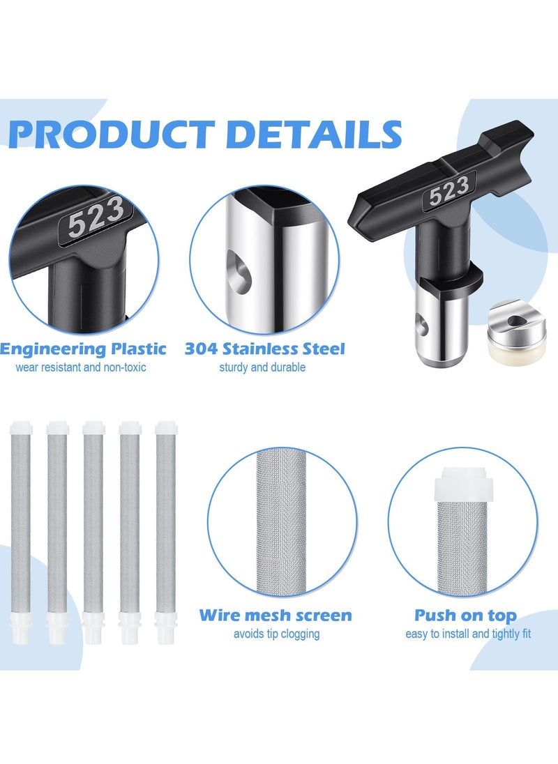SYOSI - 17 Pcs Airless Paint Sprayer Gun Set with Nozzle Guard, Spray Tips, and Filters for Airless Spraying Machines, Paint Accessories - Image 1
