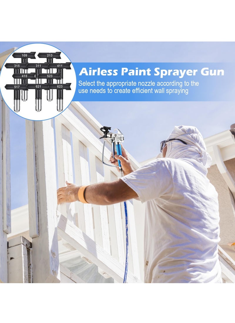 SYOSI - 17 Pcs Airless Paint Sprayer Gun Set with Nozzle Guard, Spray Tips, and Filters for Airless Spraying Machines, Paint Accessories - Image 1
