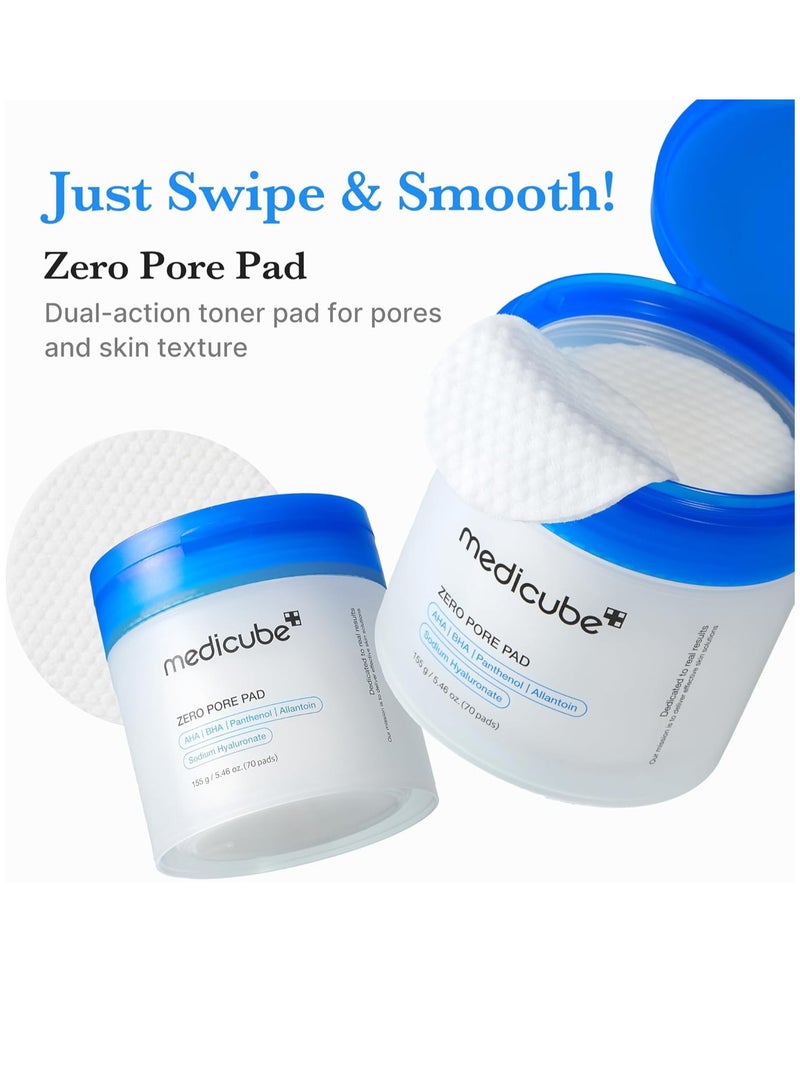 Medicube وسادات ميديكوب زيرو بور 2.0، وسادات تونر للوجه ذات قوام مزدوج للتقشير والعناية بالمسام مع 4.5% حمض اللاكتيك AHA و0.45% حمض الساليسيليك BHA، مثالية لجميع أنواع البشرة، العناية بالبشرة الكورية (70 وحدة) - Image 2