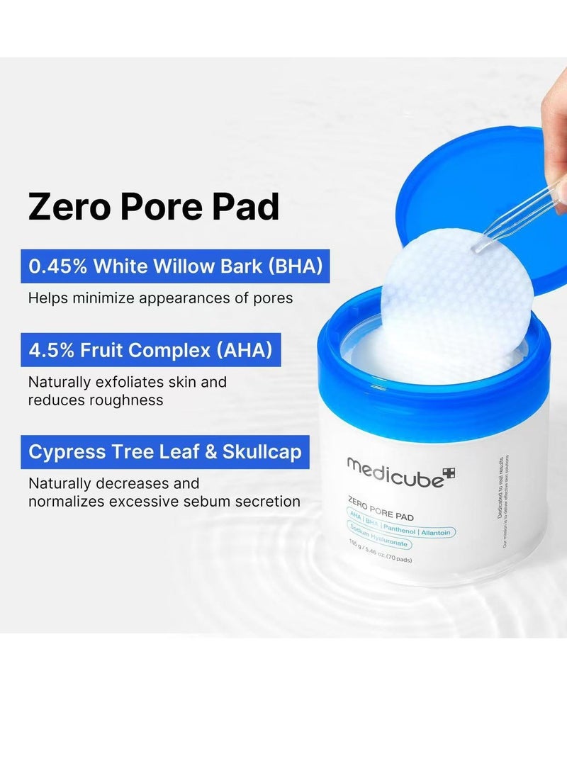 Medicube وسادات ميديكوب زيرو بور 2.0، وسادات تونر للوجه ذات قوام مزدوج للتقشير والعناية بالمسام مع 4.5% حمض اللاكتيك AHA و0.45% حمض الساليسيليك BHA، مثالية لجميع أنواع البشرة، العناية بالبشرة الكورية (70 وحدة) - Image 5