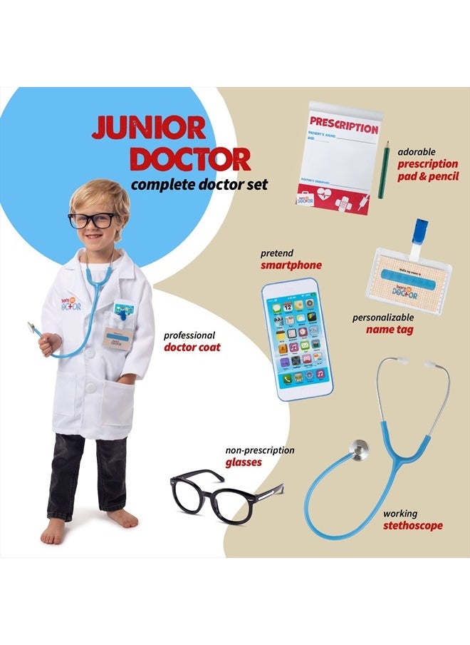 Born Toys Doctor Kit for Kids for Kids Ages 3-7, Complete Kids Doctor Kit Includes Kids Doctor Coat, Real Stethoscope, Toy Phone, Eyeglasses, Prescription Pad & Pencil - Pretend Play Doctor Set  - Image 2
