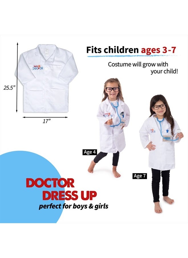 Born Toys Doctor Kit for Kids for Kids Ages 3-7, Complete Kids Doctor Kit Includes Kids Doctor Coat, Real Stethoscope, Toy Phone, Eyeglasses, Prescription Pad & Pencil - Pretend Play Doctor Set  - Image 3
