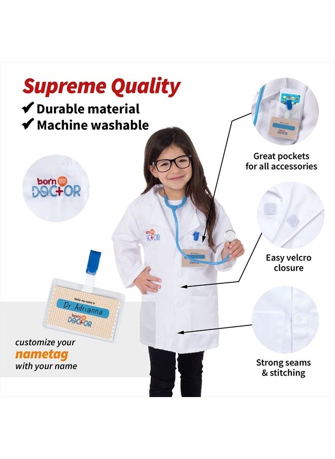 Born Toys - Doctor Kit for Kids for Kids Ages 3-7, Complete Kids Doctor Kit Includes Kids Doctor Coat, Real Stethoscope, Toy Phone, Eyeglasses, Prescription Pad & Pencil - Pretend Play Doctor Set - Image 1