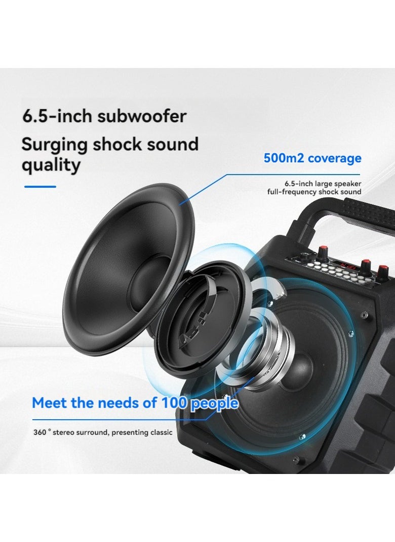Generic - JYX karaoke machine with two wireless microphones, portable Bluetooth speaker, with bass/treble adjustment, PA system with remote control, LED lights, supports TF card/USB, AUX IN, FM, REC, TWS party. - Image 1