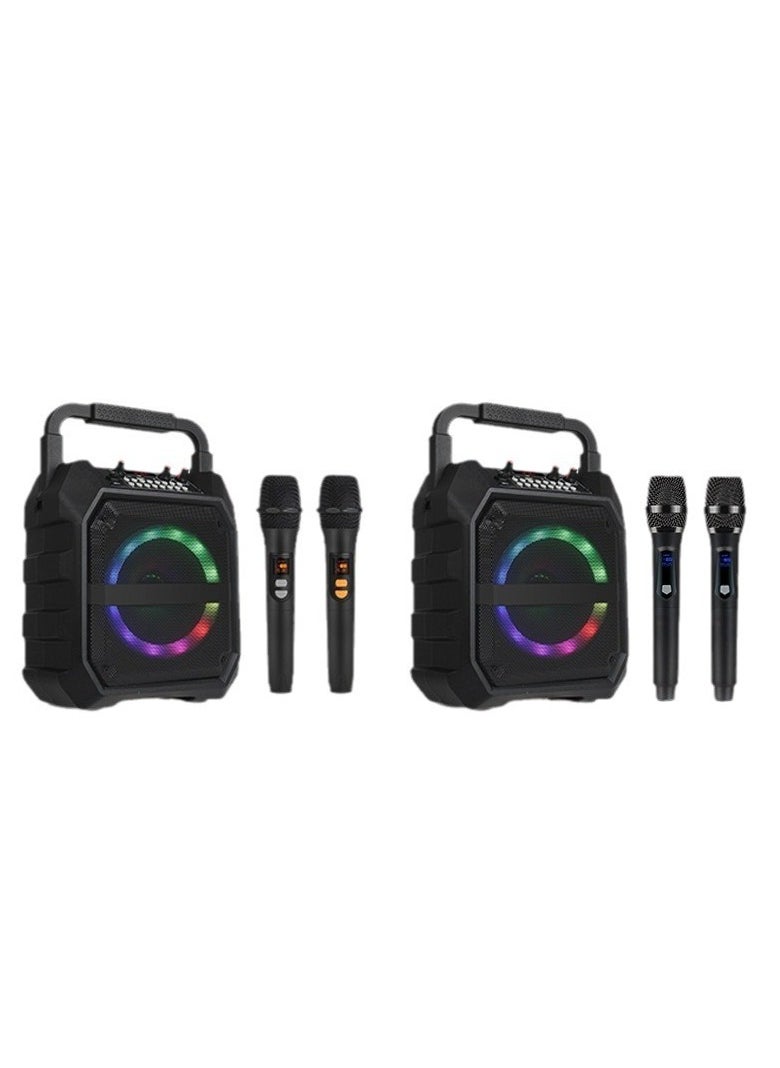 Generic - JYX karaoke machine with two wireless microphones, portable Bluetooth speaker, with bass/treble adjustment, PA system with remote control, LED lights, supports TF card/USB, AUX IN, FM, REC, TWS party. - Image 1
