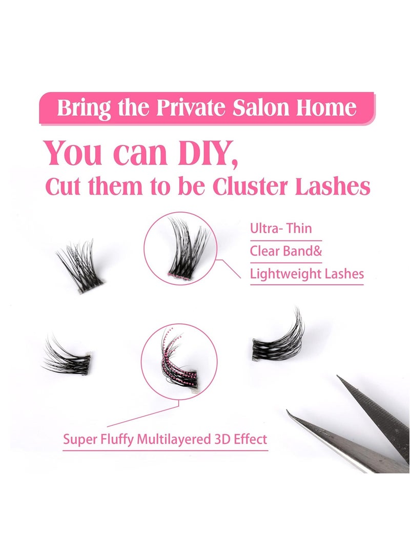 Half Lashes with Clear Band Cat-Eye Eyelashes Fluffy Wispy False Eyelashes Natural Look Handmade Soft DIY Cluster Lashes Pack 7 Pairs - Image 4