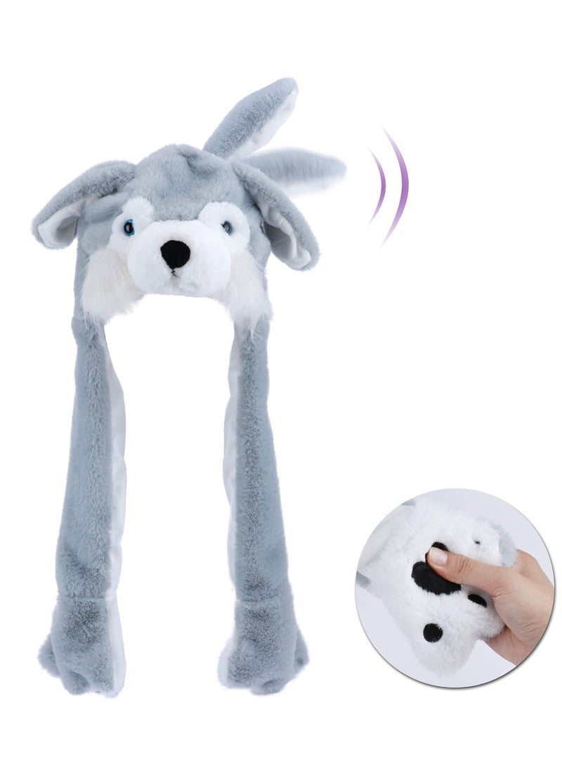 SYOSI Animal Hat with Ears Moving Jumping Pop Up Beating Plush Dress Up Cute Soft Jumping Animal Hat for Women Kids Party Great Gift 22 inches Animal Hat - Image 1