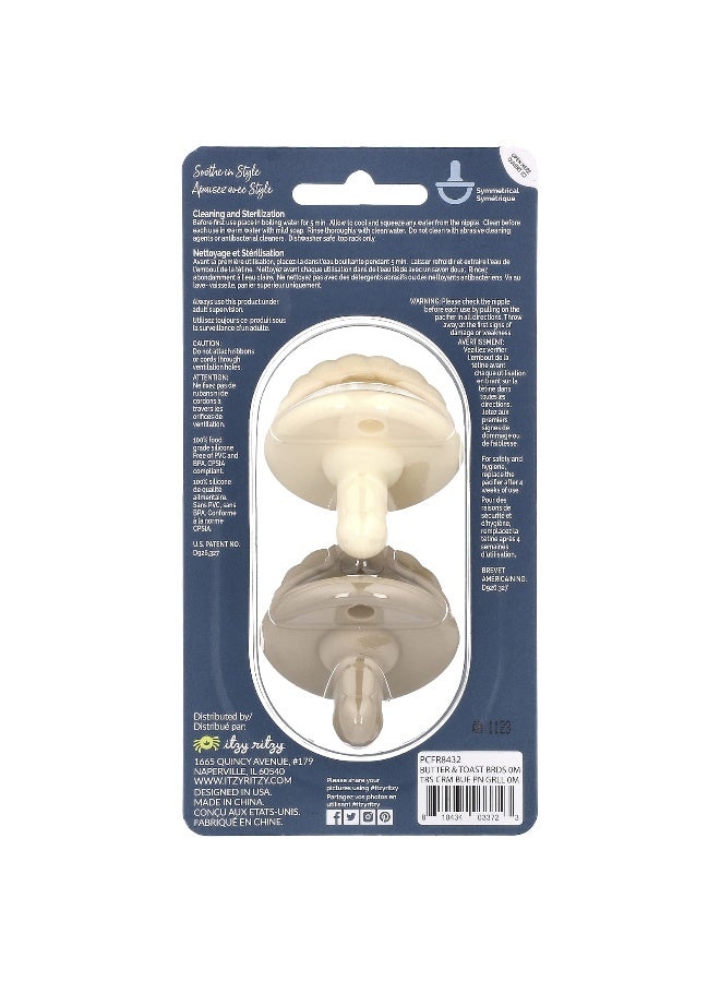 itzy ritzy, Sweetie Soother™, Food Grade Silicone Pacifiers, 0+ Months, Cream Taupe Braid, 2 Pacifiers - Image 2