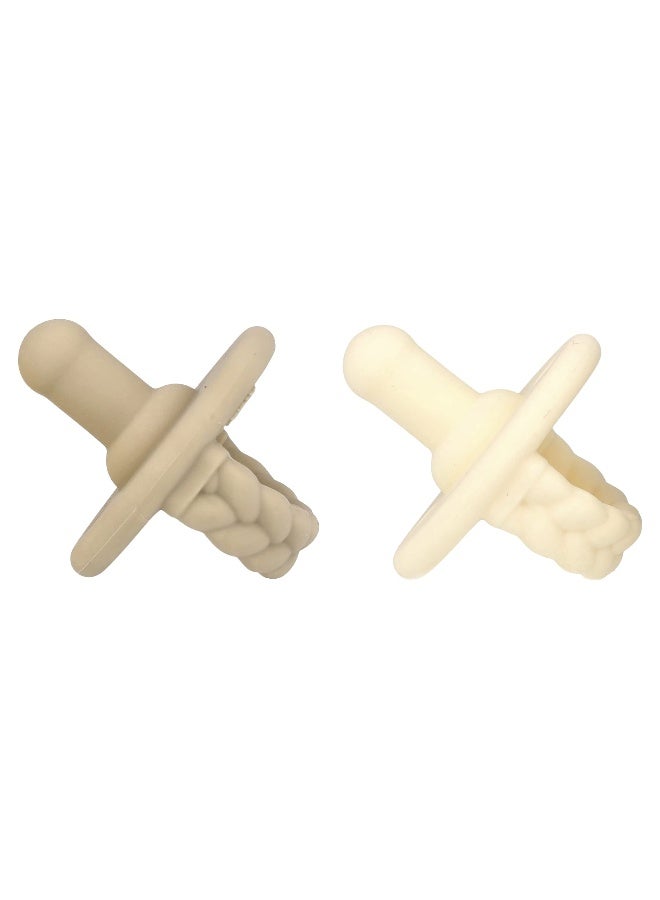 itzy ritzy, Sweetie Soother™, Food Grade Silicone Pacifiers, 0+ Months, Cream Taupe Braid, 2 Pacifiers - Image 3