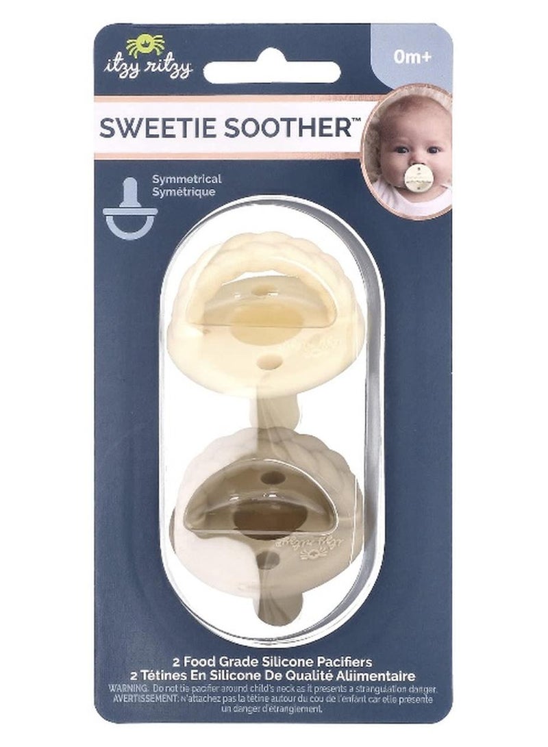 itzy ritzy, Sweetie Soother™, Food Grade Silicone Pacifiers, 0+ Months, Cream Taupe Braid, 2 Pacifiers - Image 1
