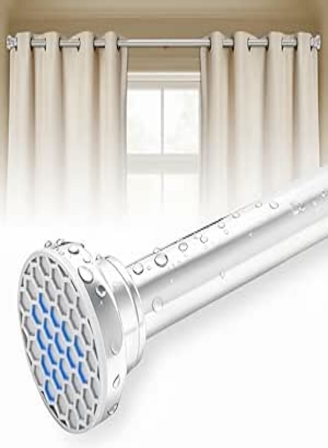 Silver Shower Curtain Rod 39-70 Inch Integration Tension Curtain Rod, Load 44LBS No Splice 304 Stainless Steel Adjustable Spring Heavy Duty Tension Rods for Bathroom Windows No Drill Non Slip
