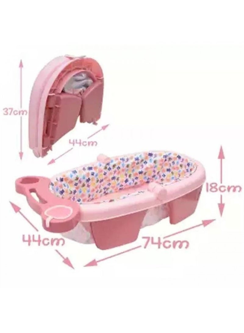 A foldable baby bathtub featuring a practical, space-saving design measuring 74 x 44 x 18 cm—and a dedicated soap holder. - Image 2