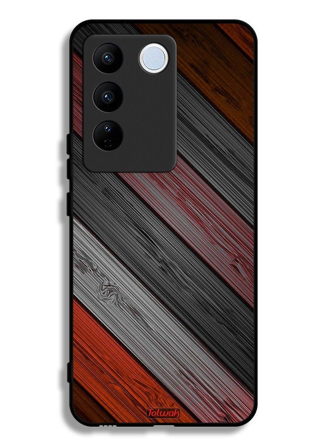 Tolwak Vivo V27 Protective Case Cover Colored Wooden Pattern - Image 1