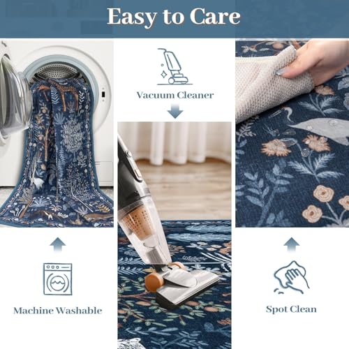 OJIA Jungle Print Rugs for Living Room 8x10 Washable Area Rugs for Bedroom, Modern Non-Slip Ultra-Thin Soft Large Carpet Non-Shedding Nursery Rug for Teens Kids Playroom Dining Room Home Decor - Image 2