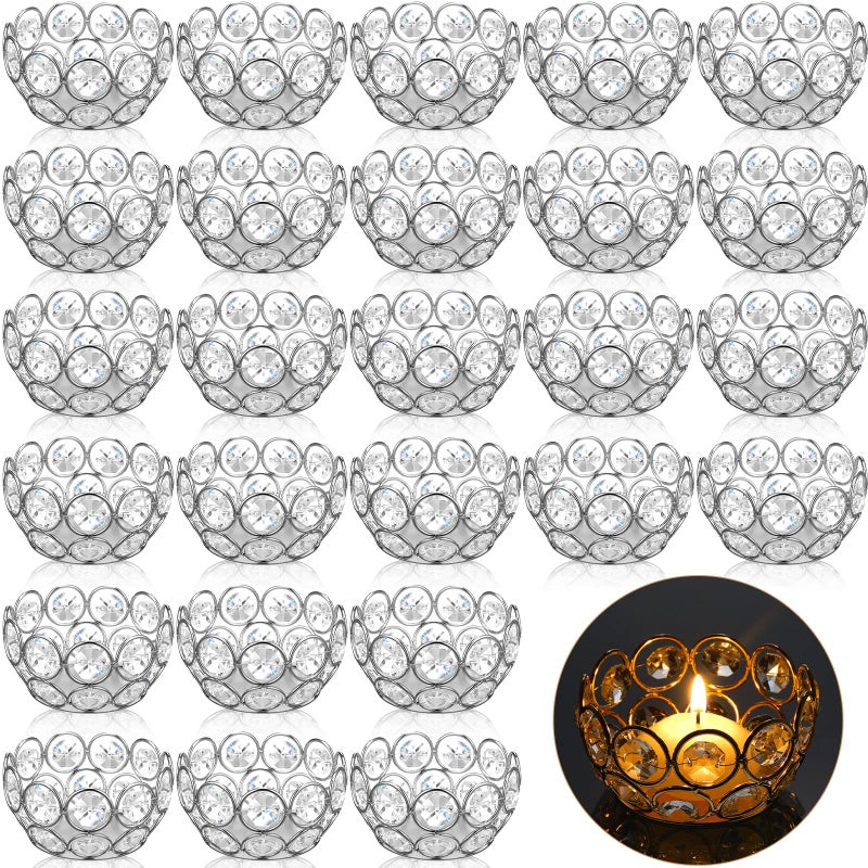 30 Pcs Tea Light Candle Holders Votive Candle Holders Crystal Tealight Holder Bowl Candle Stands Decorative Jewel Candle Centerpiece for Wedding Party Home Table DecorGold