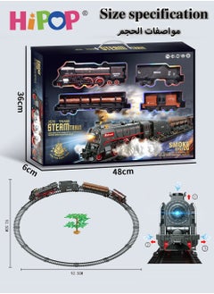 HIPOP Steam Train Toy Set for Kids,Electric Train Toy with Musical lighting,Simulation Track,Locomotive,Carriages,Trees,Electric Assembly Toy Rail Car  - Image 4