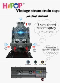 HIPOP Steam Train Toy Set for Kids,Electric Train Toy with Musical lighting,Simulation Track,Locomotive,Carriages,Trees,Electric Assembly Toy Rail Car  - Image 2