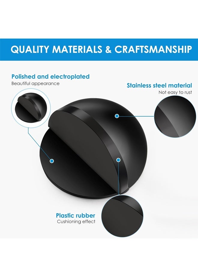 4 Pcs Self Adhesive Door Stoppers, Stainless Steel Floor Door Stop Wall Protector, Half Dome Floor Gate Stopper - Image 3