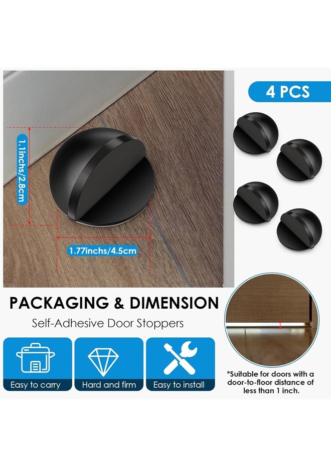 4 Pcs Self Adhesive Door Stoppers, Stainless Steel Floor Door Stop Wall Protector, Half Dome Floor Gate Stopper - Image 2