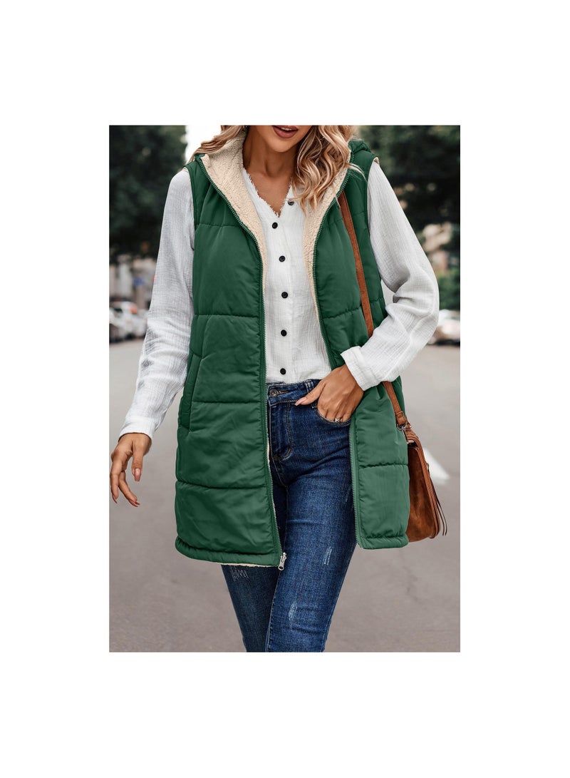 Loquat Squality Winter Hooded Double-Sided Jacket Women Green - Image 1