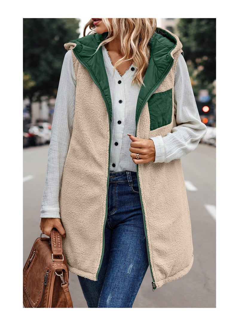 Loquat Squality Winter Hooded Double-Sided Jacket Women Green - Image 3