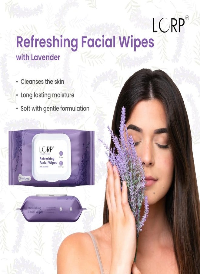 LORP Refreshing Facial Wipes With Lavender & Vitamin-E Enriched | Dermatologically Suited |All Skin Types | 3 Packs Of 25 Wipes| - Image 3