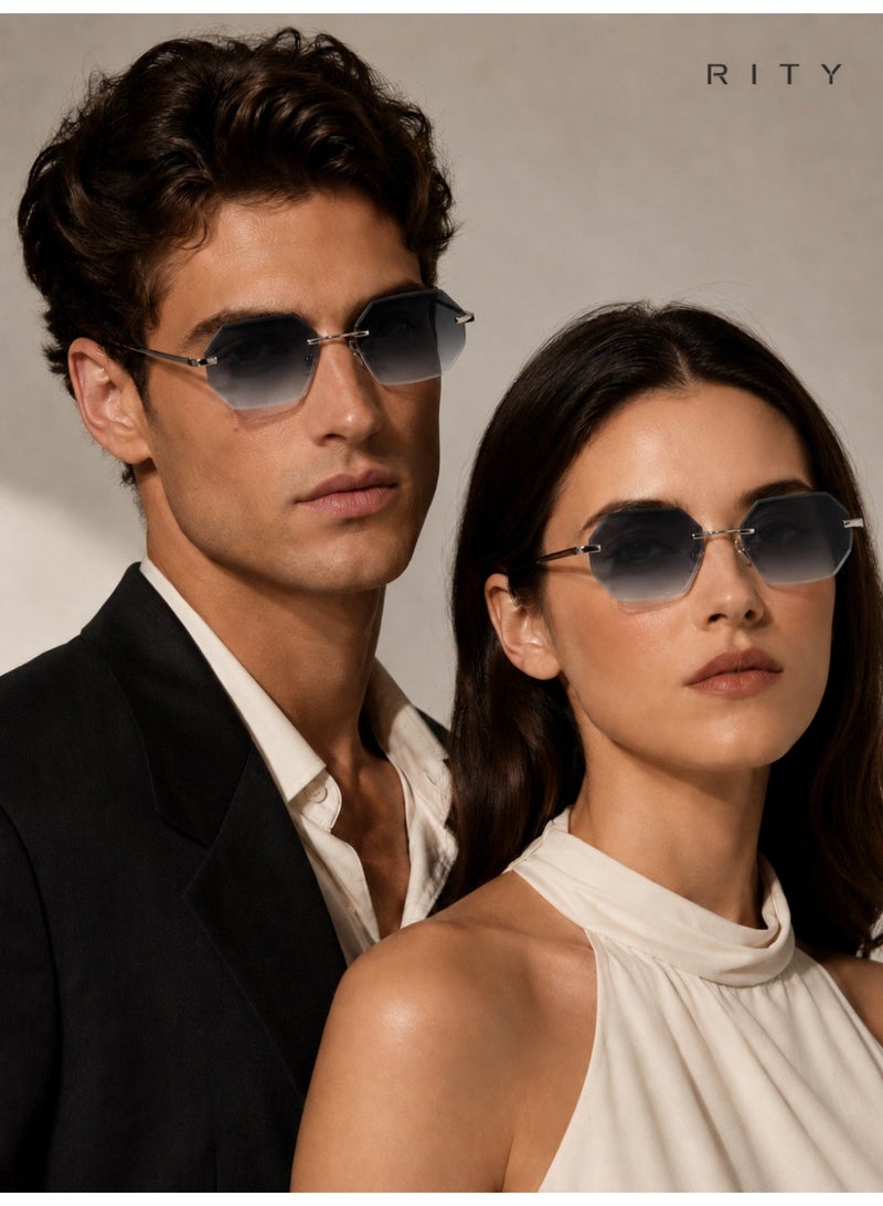 RITY Men & Women Sunglasses with Elegant Metal Frame and Polarized Lenses | Full UV Protection | Luxury Fashion Eyewear for Driving, Travel, Beach & Outdoor Activities | Stylish & Lightweight Design - Image 2