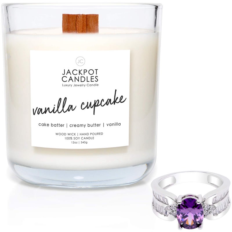 Jackpot Candles Vanilla Cupcake Natural Soy Candle with Jewelry Made in USA Surprise Jewelry Valued at 15 to 5000 Ring Size 6 