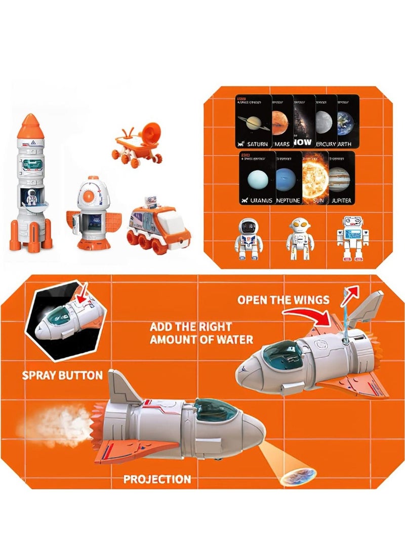 SYOSI 5 in1 Space Toy for Kids Aerospace Model Space Figure Toys with Sound Lights Includes Space Shuttle Astronaut Figures Rover Station - Image 5