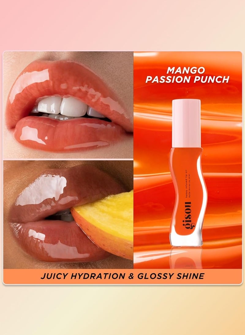 Gisou Honey Infused Lip Oil – Mango Passion Punch 8ml | Hydrating & Nourishing Honey Lip Treatment | High-Shine Non-Sticky Lip Oil for Soft, Smooth & Glossy Lips - Image 2