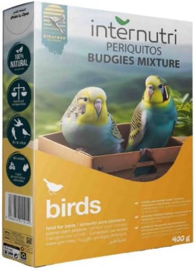 Inter nutri Budgie Mixture, Feed for Birds, 400g - Image 1